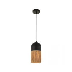 23071 PENDANT LIGHT E27 MAX 11W METAL - PAPER, BLACK - NATURAL Zambelis Lights